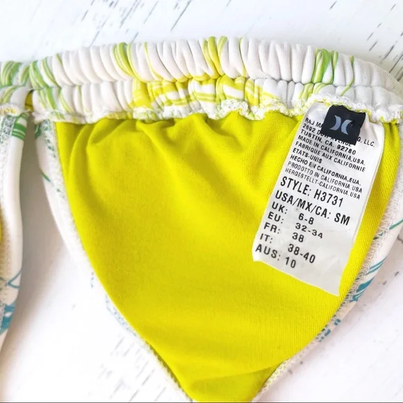 [SOLD] ☽ Hurley Bikini Top Plaid White Blue Green Halter Women's Size Small - Picture 3 of 3